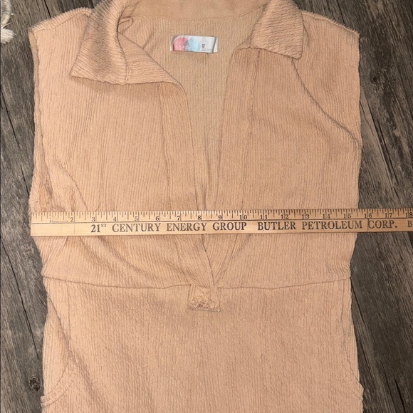 Free People Carousel One Piece tan Cotton Gauze Beach Beachy Jumpsuit Size XS - Picture 6 of 8